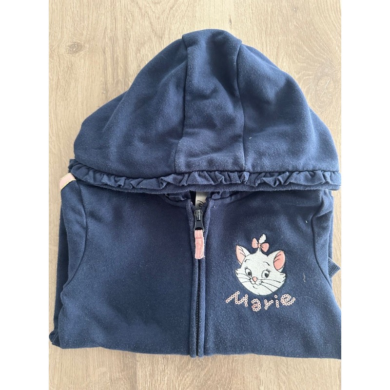 Sweat à capuche zippé Marie Disney fille bleu