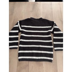 Pull en maille enfant rayé noir et blanc