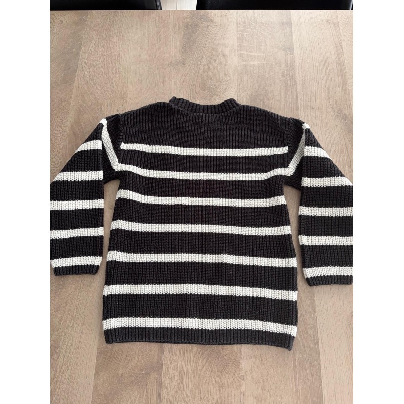 Pull en maille enfant rayé noir et blanc