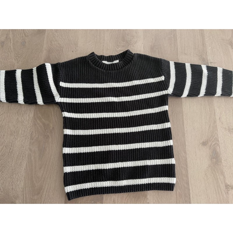 Pull en maille enfant rayé noir et blanc