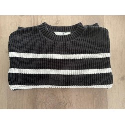 Pull en maille enfant rayé noir et blanc