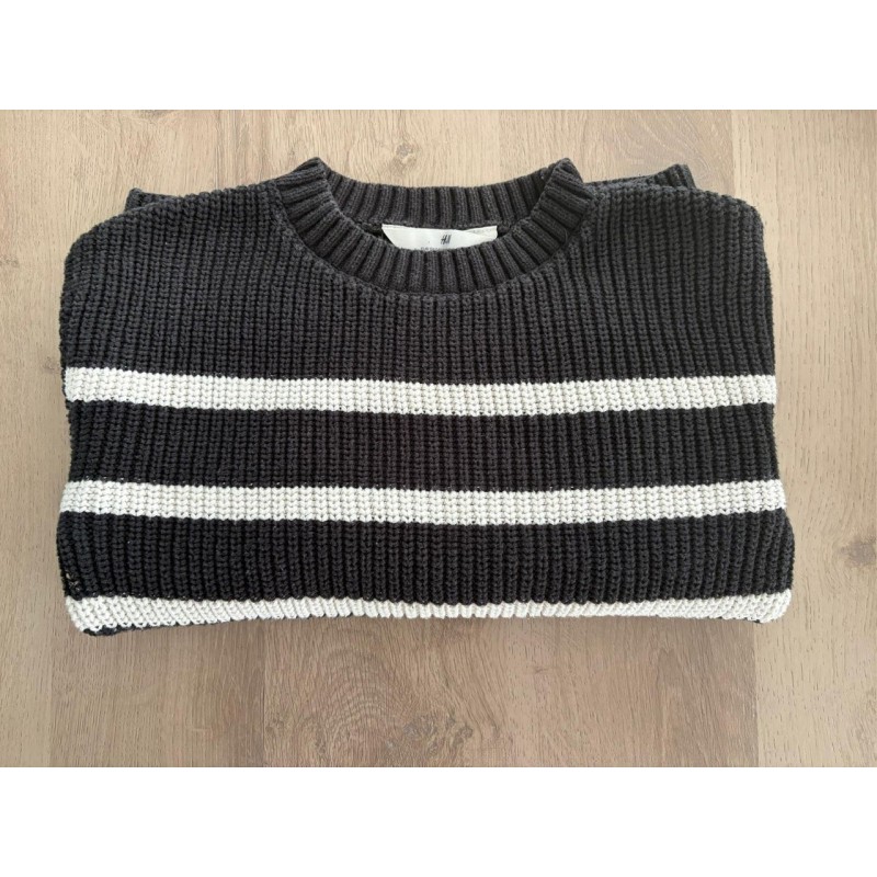 Pull en maille enfant rayé noir et blanc