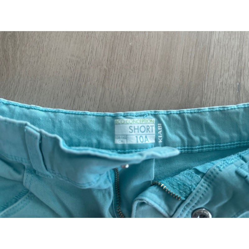 Short jean turquoise fille