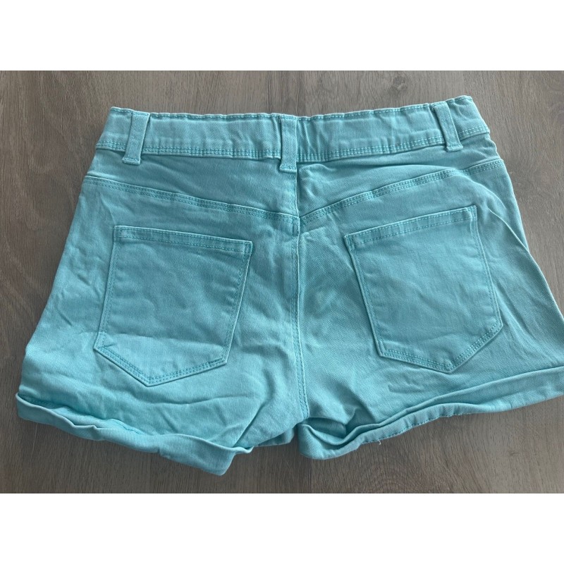 Short jean turquoise fille