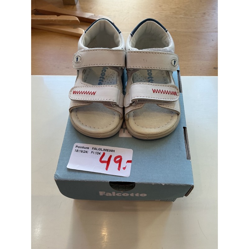 Sandales bébé Falcotto blanches et bleues – taille 19