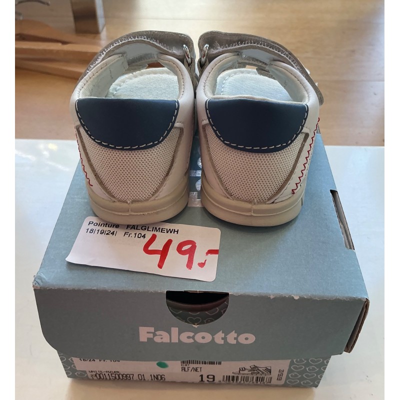 Sandales bébé Falcotto blanches et bleues – taille 19