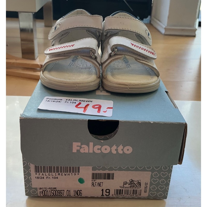 Sandales bébé Falcotto blanches et bleues – taille 19