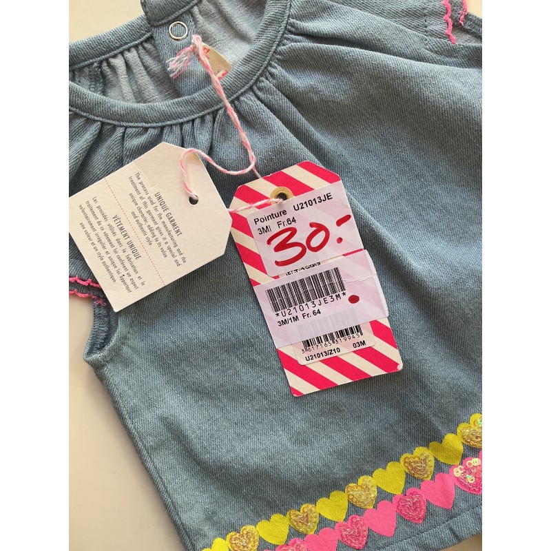 Ensemble bébé Billieblush effet jean avec bloomer – 3 mois