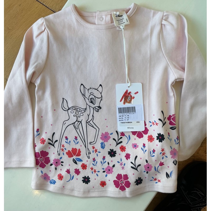 T-shirt manches longues fille rose Disney