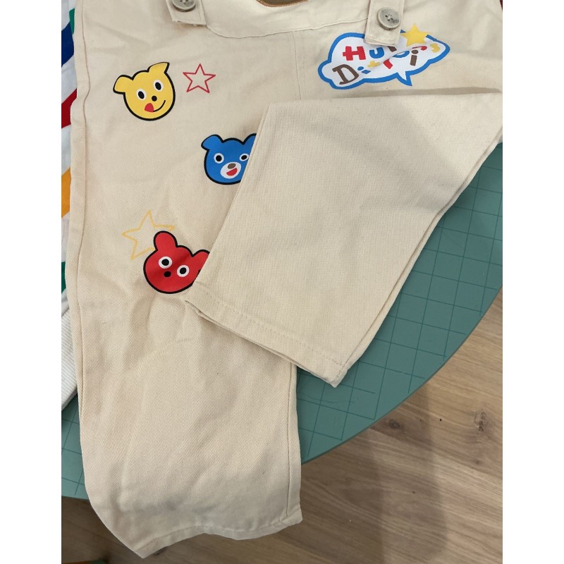 Ensemble enfant t-shirt rayé + salopette coton style cartoon