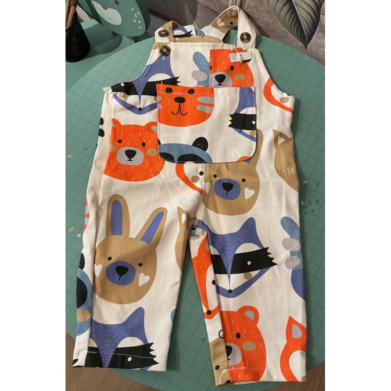 Salopette bébé animaux multicolores MiniOlie – 6 à 12 mois