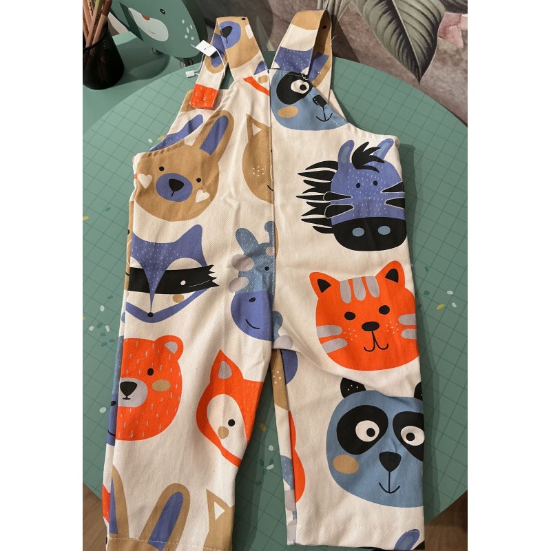 Salopette bébé animaux multicolores MiniOlie – 6 à 12 mois