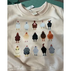 Ensemble bébé MiniOlie beige avec motif poules – 12-18 mois