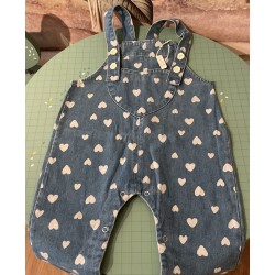 Salopette enfant en jean à motifs cœurs blancs - 3-5 ans