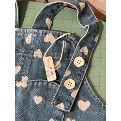 Salopette enfant en jean à motifs cœurs blancs - 3-5 ans