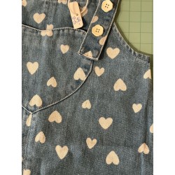 Salopette enfant en jean à motifs cœurs blancs - 3-5 ans