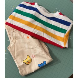 Ensemble enfant t-shirt rayé + salopette coton style cartoon